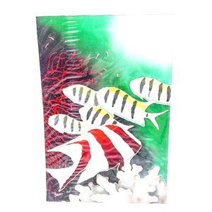 *MALAYSIA* BATIK PAINTING ON SILK*SIGNED*SEASCAPE W/COLORFUL FISH*